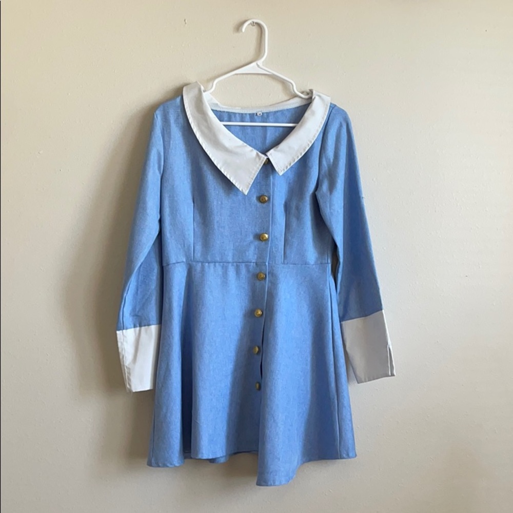 Assymetrical Mod Fashion Blue Dress